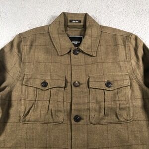 Todd Snyder Jacket Men Medium Green Italian Linen Safari Windowpane Military NEW